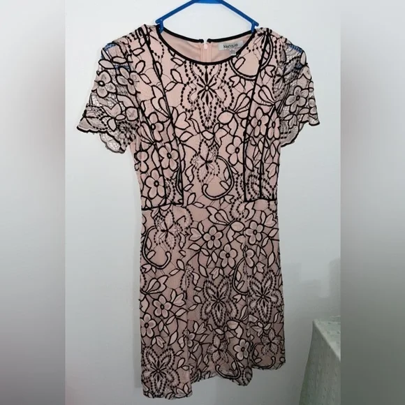 Kensie | Dresses | Kensie Light Pink And Black Embroidered Dress Size 2 |  Poshmark